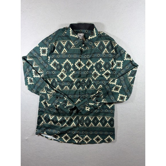 DE-NIKO Other - DE-NIKO Long Sleeve Men's Button Up T Shirt Aztec Western Medium Pearl Snap